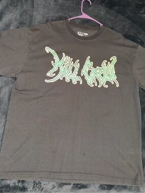 Kill Crew Black Tee with Mint Green Graphic Logo